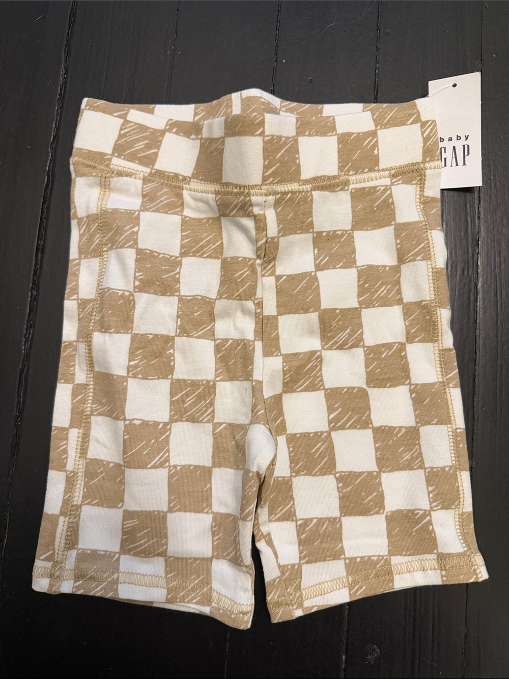 GAP Tan & White Checkered Toddler Shorts NWT